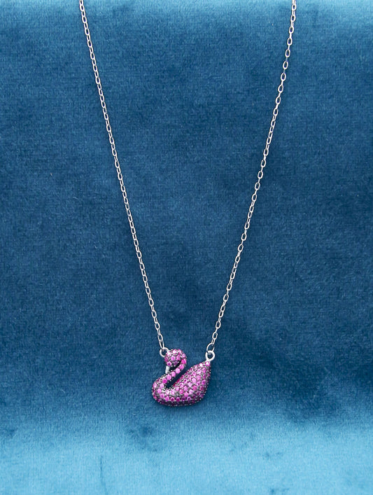 Swan Pendant Set with Chain